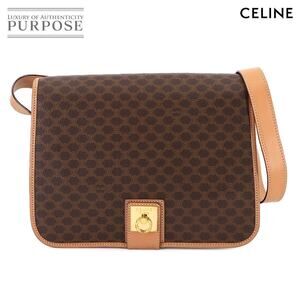 Celine Macadam Shoulder Bag Brown Leather